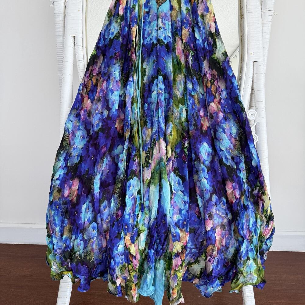 Shahida Parides Dress One Size Halter Rhinestone Watercolor Convertible 3 Way - Picture 2 of 9